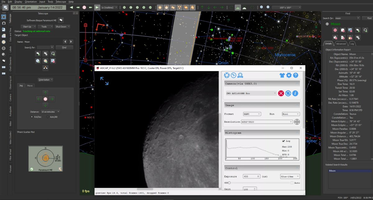 AstroObsWA's tweet photo. It's nice having a solid internet connection that lets you use live video streams remote. Focusing, planetary and lunar imaging aren't a problem. #remoteastronomy #astrophotography https://t.co/FgRPUEshF9