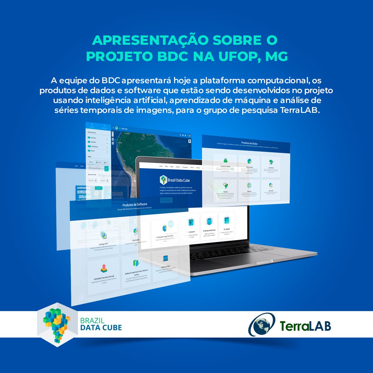 BrazilDataCube's tweet image. A equipe do BDC apresentará hoje a plataforma computacional, os produtos de dados e software que estão sendo desenvolvidos no projeto usando inteligência artificial, aprendizado de máquina e análise de séries temporais de imagens, para o @TerraLAB_UFOP.
 #brazildatacube #inpe