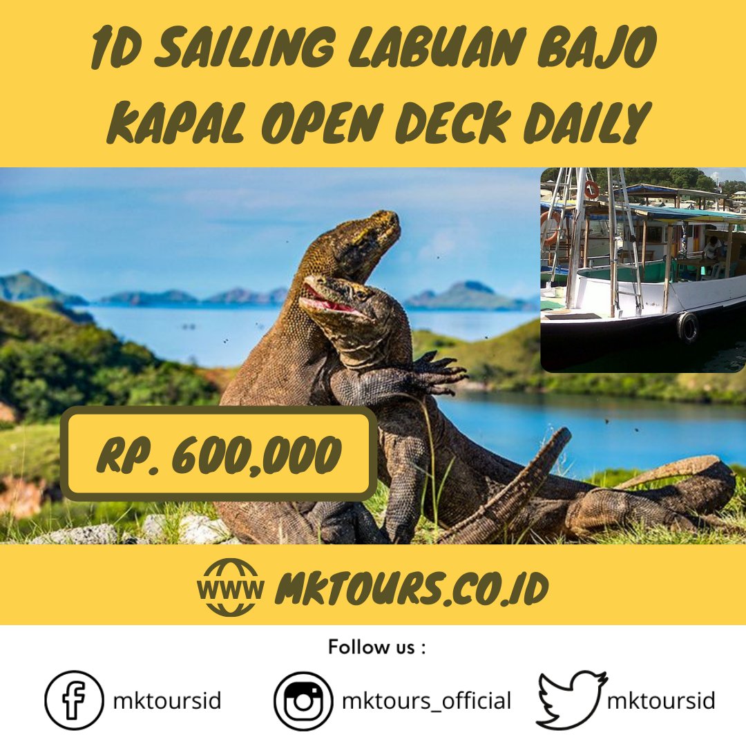 MktoursID's tweet photo. Wahai para pecinta MK Tours. Setelah posting tentang One Day Tour Labuan Bajo dengan speedboat , kini tersedia paket wisata Sailing Komodo dengan kapal open deck dengan harga murah 600ribu/orang. Trip ini adalah open trip setiap hari. Klik https://t.co/UjH96FmNn7 https://t.co/qx2pI00Jdp