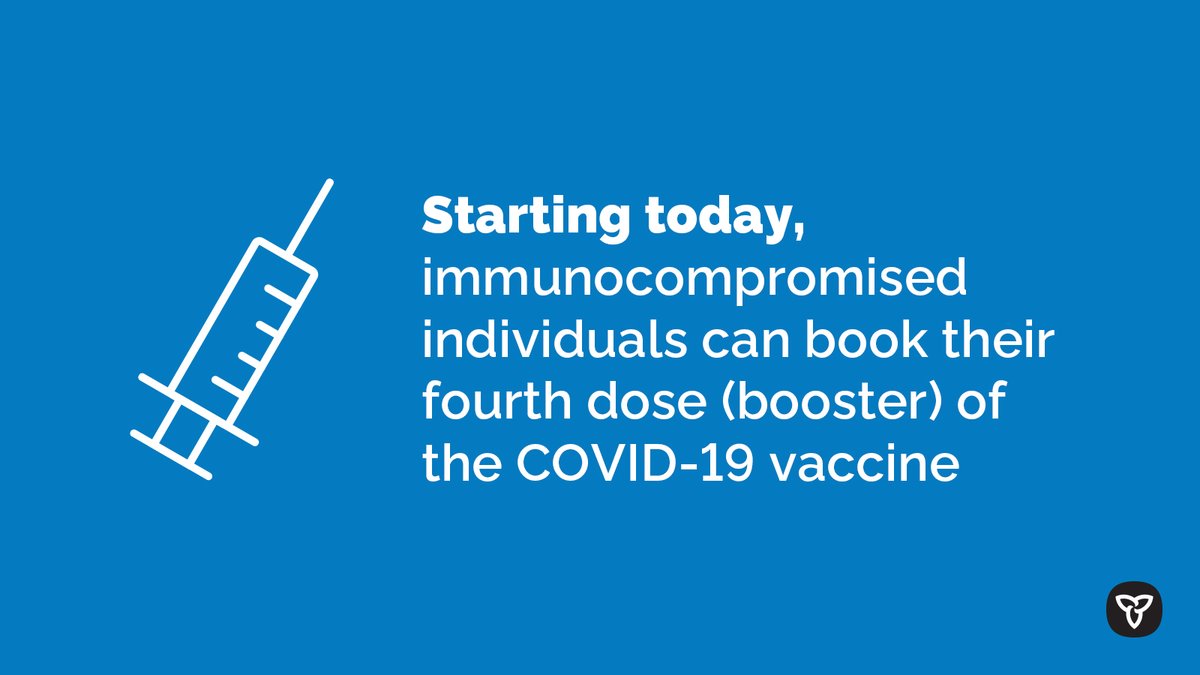 celliottability's tweet photo. Immunocompromised individuals can now receive a 4th dose (booster) of the #COVID19 vaccine as early as 84 days after their 3rd dose.

You will need to bring a referral letter, prescription or medication bottle to your appointment to confirm eligibility. https://t.co/nyxa1Tg6mE https://t.co/054YvLjiOa