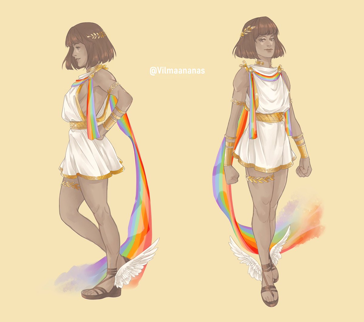 Iris, Greek goddess of the Rainbow and messenger for the Gods 🌈  #ConceptArt #CharacterDesign #Iris #GreekMythology #GreekGoddess  #SmiteGodConcept #ArtistOnTwitter #DigitalArt, image size:1200x1063