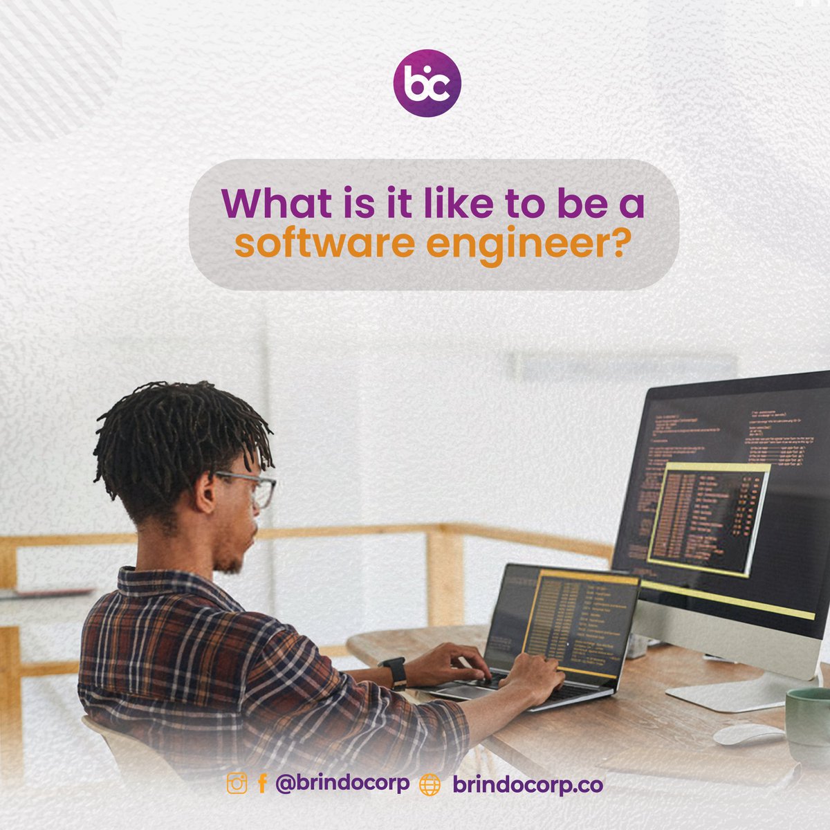 brindocorp's tweet photo. Is it stressful😫 enjoyable☺️😋rewarding 💳💳or all in one? 

#brindocorp #lekkilagos #softwareengineer #softwaredeveloper #programming #coding #programmer #developer #software #computerscience https://t.co/dQh2irysR4