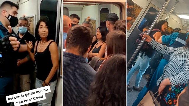 Cooperativa's tweet photo. [Video] 😡 El escándalo de una pasajera sin mascarilla que fue obligada a bajar del Metro #CooperativaContigo https://t.co/AfSKFnqVBx https://t.co/bsRvNU0y5u
