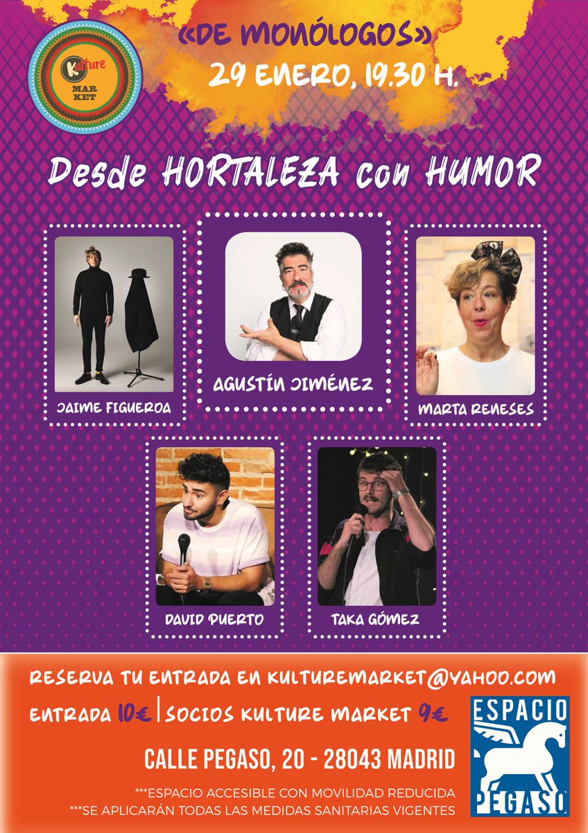 AGUSTIJIMENEZ's tweet photo. Estáis por Hortaleza, Madrid? 
Es que de nuevo hacemos esta movida cómica. Y advertimos que como la vez anterior las entradas vuelan. 
Pero haremos día pases seguramente... RT
RT. 
VA. UN RT. Que ayuda mucho a la cultura alternativa en los barrios. Va. https://t.co/4gcRWVJZAZ