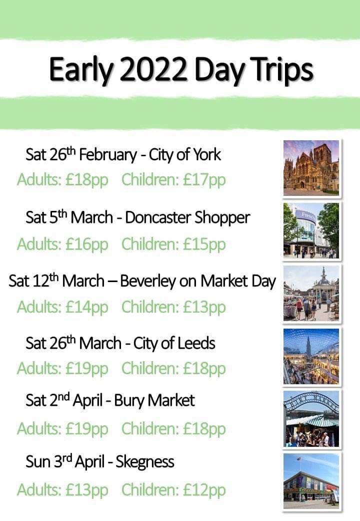 While we wait for our Grimsby Days Out brochure, here are a few of our earlier day trips now available to book!😁