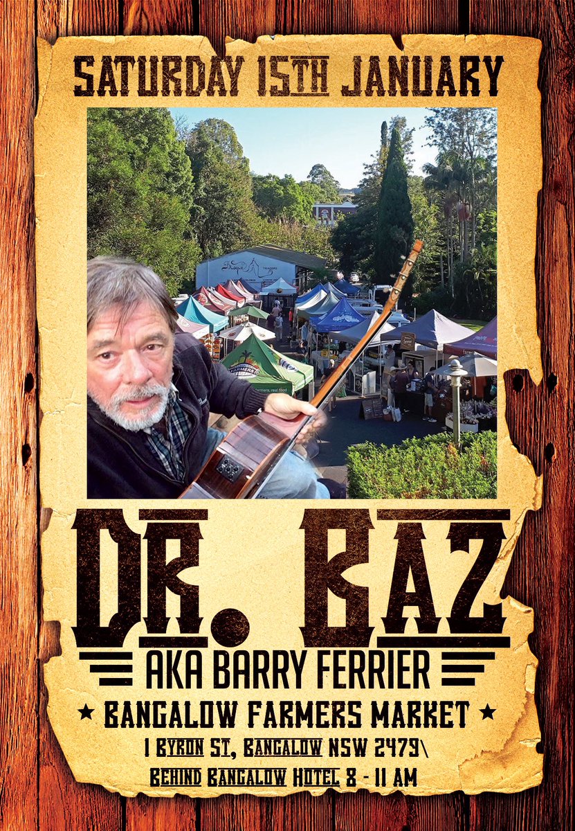 I’ve been invited to play the Bangalow Farmers Market again tomorrow morning, bright and early. Bangalow is buzzing on a Saturday morning, and the fresh produce is straight off the farm. It’s a battery powered gig, so I’ll be playing some chilled acoustic songs with guitar only.