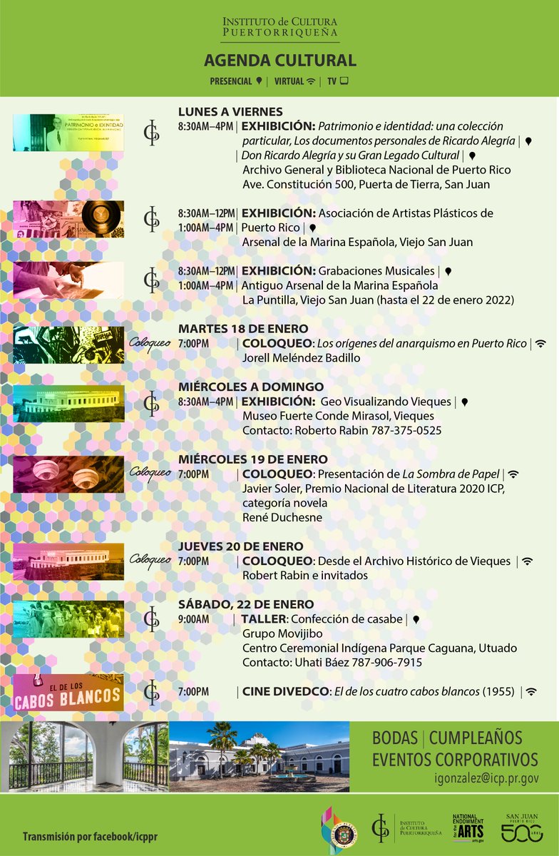 icppr's tweet photo. Compartimos la nueva #AgendaCultural con la programación de las actividades y presentaciones de #CulturalVirtual y #Coloqueo.
Con el apoyo de National Endowment for the Arts. https://t.co/Fll052H0oP