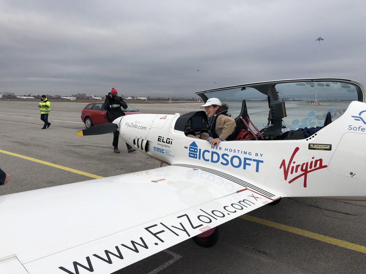 SOFIAirport's tweet photo. Sofia Airport stop on Zara Rutherford's round-the-world journey @fly_zolo.
Zara Rutherford, 19, landed at Sofia Airport in her ultralight plane. 
Welcome to #SofiaAirport, Zara! 
#Sofconnect #Flyzolo #Bulgaria #world  #fly #aviation #aviationlovers #Sofia https://t.co/hUrKEeHHET