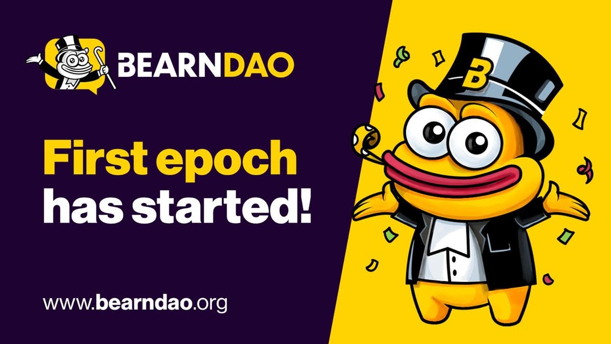📣 THIS IS THE ANNOUNCEMENT YOU’RE WAITING FOR EVERYONE! 📣 

#BEARNDAO First Epoch has started!! 😯

Deposit #BEARN/#BUSD LP now for 400%+ ROI! 🚀 

➡️ app.bearndao.org/#/dashboard

#BinanceSmartChain #BSC #BNB $BNB $BUSD $BEARN #DAO