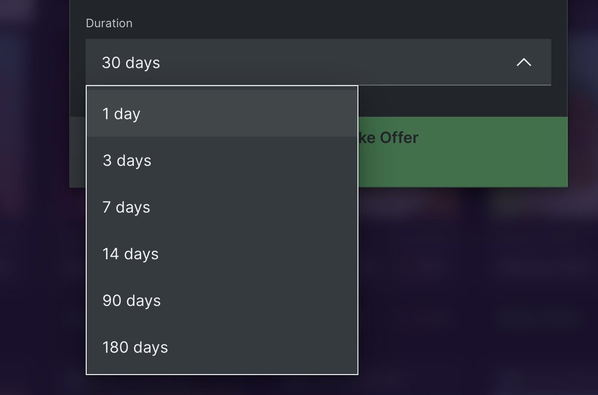 You can now pick from 7 different timeframes when placing a sell, offer, or collection offer on LooksRare!

👀💎 looksrare.org