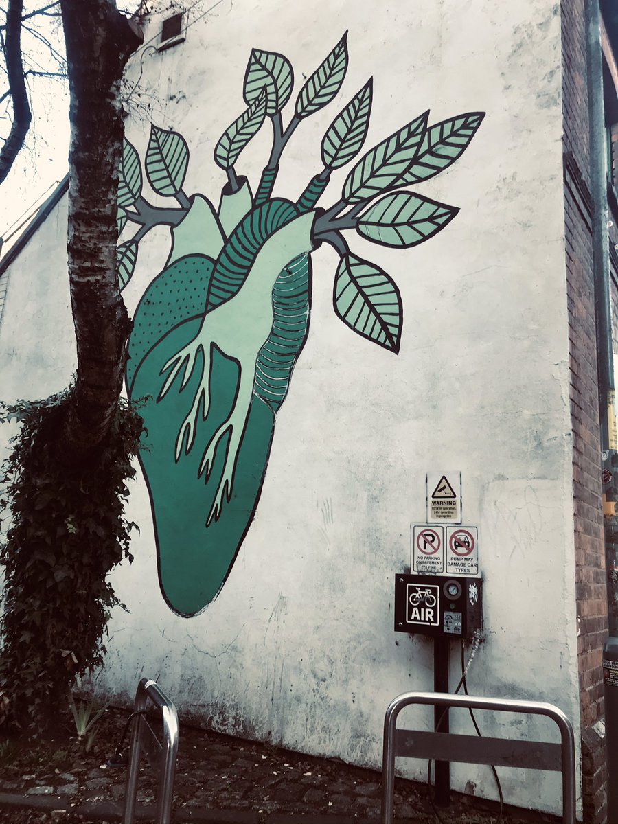 Mural and air for Birmingham’s urban cyclists. On the Friends of the Earth building in Digbeth 💚🚲🌳