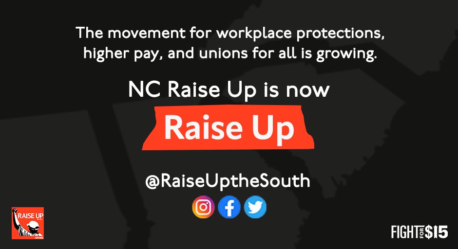 We are powerful, we are growing, and we will WIN workplace protections, higher pay, and #UnionsforAll across the South and the entire country. Find us at @RaiseUptheSouth on Twitter, Facebook and Instagram. #Fightfor15