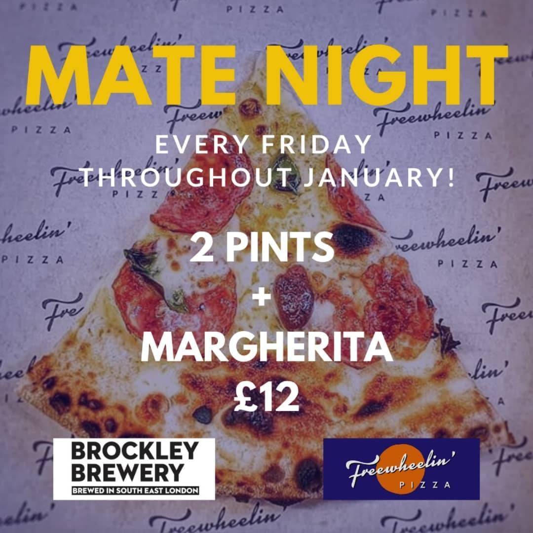 TGIF right!?

Today Brockley Brewery: Harcourt Rd you can get your hands on 2 pints + a margherita for an absolute steal of £12!

Grab your buddy(s) and get on down to the taproom!

All our beers 🍺 are VEGAN and @freewheelinpizza also running a VEGAN SPECIAL! 🍕