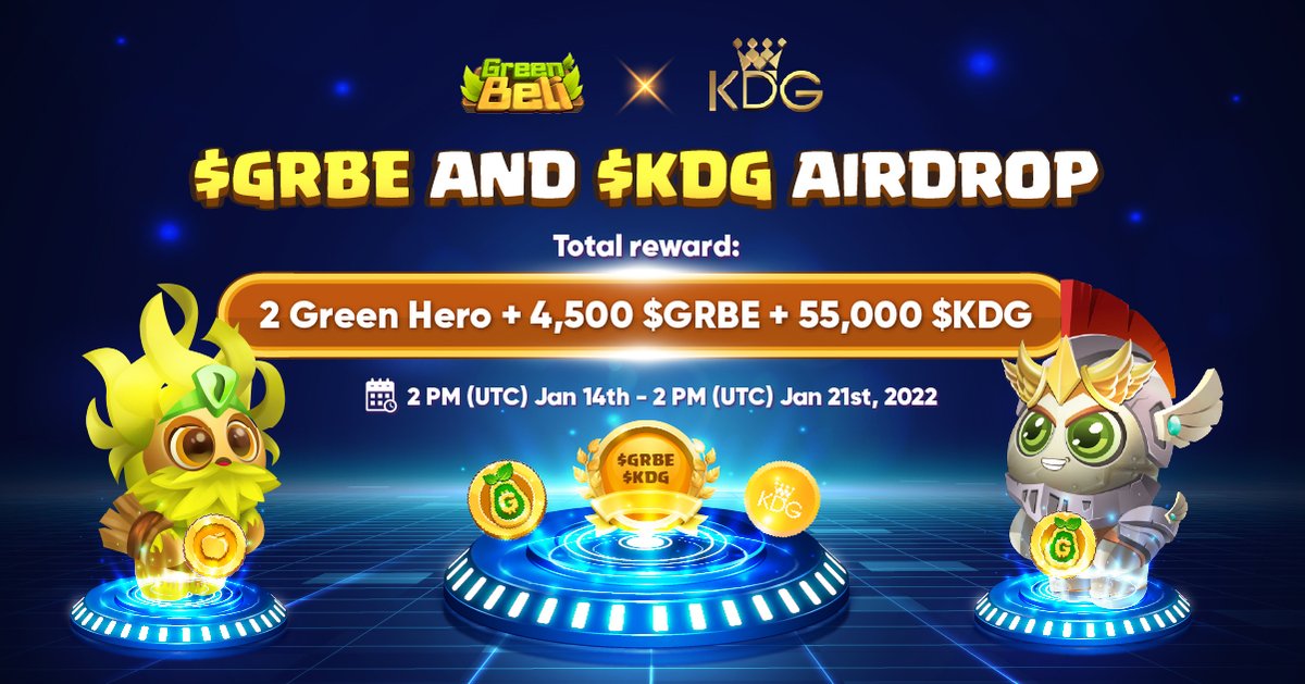 [AIRDROP] GREEN BELI X @KingdomGame_KDG
🌲 Total Rewards: 2 Green Heroes + 4,500 $GRBE + 55,000 $KDG
✅ Join at: t.me/GreenBeli_King…
✅ THE MORE POINTS YOU GET, THE HIGHER CHANCE YOU GET THE REWARD.
✅ Read more: medium.com/@greenbeli/air…

#GreenBeli #GRBE #KDG #Airdrop #GameFi