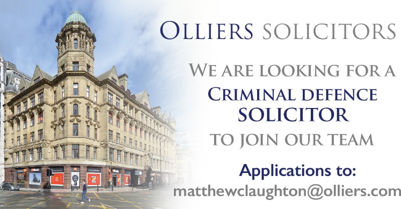 ollierssltd's tweet photo. We are looking for a criminal defence solicitor to join our Manchester team.

The role involves representation of clients from the investigation stage of a case until conclusion and there will be an opportunity to specialise in particular areas of criminal defence/regulatory work
