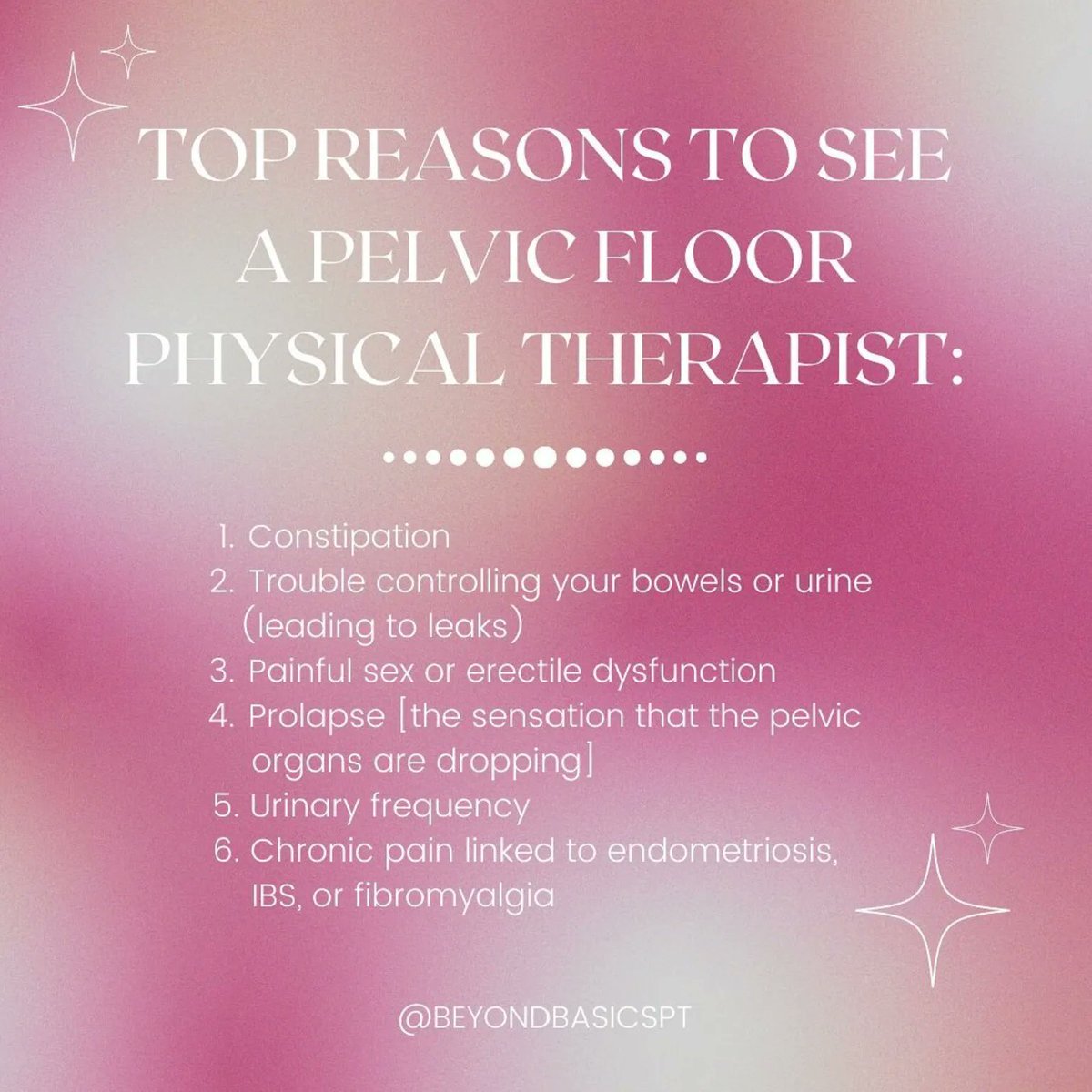 beyondbasicspt's tweet photo. None of these are fun to talk about, but they’re even less fun when they’re impacting your quality of life. If you’re experiencing any of these symptoms, we’re here to help! 💜
https://t.co/j1bPE9SXSB
#pelvicfloorpt #pelvicfloordysfunction #incontinence #urinaryfrequency #CPPS https://t.co/6AumbAhQsd
