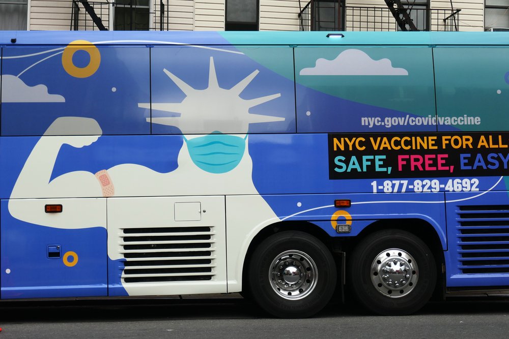 Photo of N Y C Mobile Vaccine Bus. 