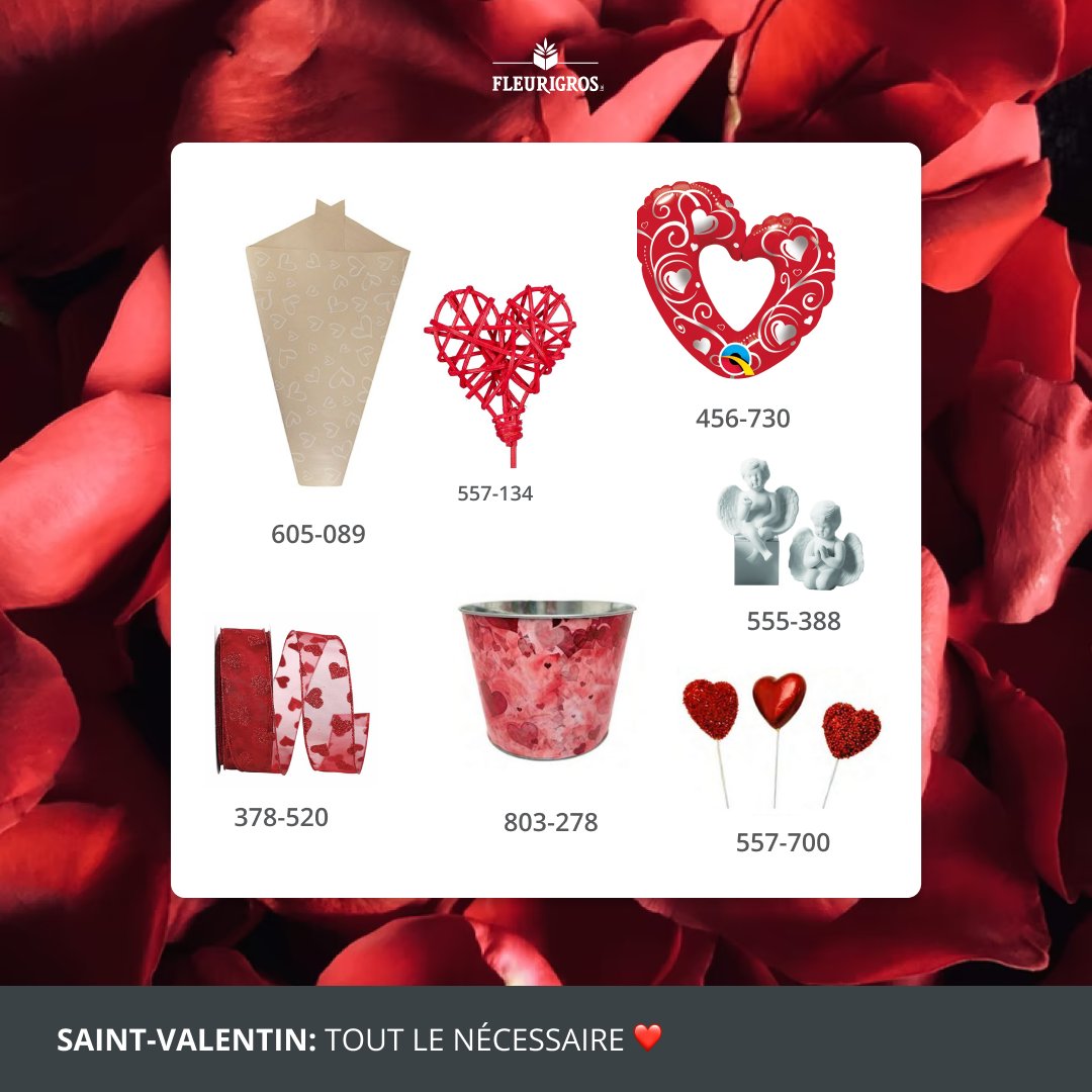 Fleurigros's tweet photo. La #StValentin s'en vient! ❤️

Soyez prêt(e)s à proposer à vos clients les plus belles créations florales qu'il soient pour l'expression de leurs sentiments les plus chers. Faite la différence avec nos produits! 

Magasinez:  https://t.co/z5htsfI05L https://t.co/fXDTOv7Sme