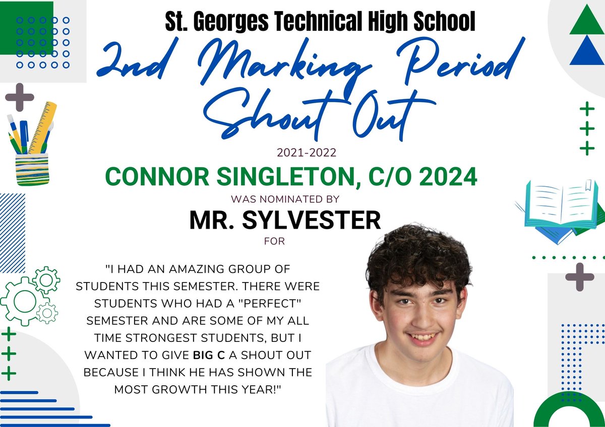 St_GeorgesTHS's tweet photo. Happy end of marking period 2, Hawks! Congrats to these #SGClassOf2024 Ss who earned #ShoutOuts from their Ts for making a great impression! We are proud of you, keep it up! #NCCVTWorks @chadedaddy @fhansonic @SarahOlsavsky @drjconnor299 https://t.co/diOvnonO9y