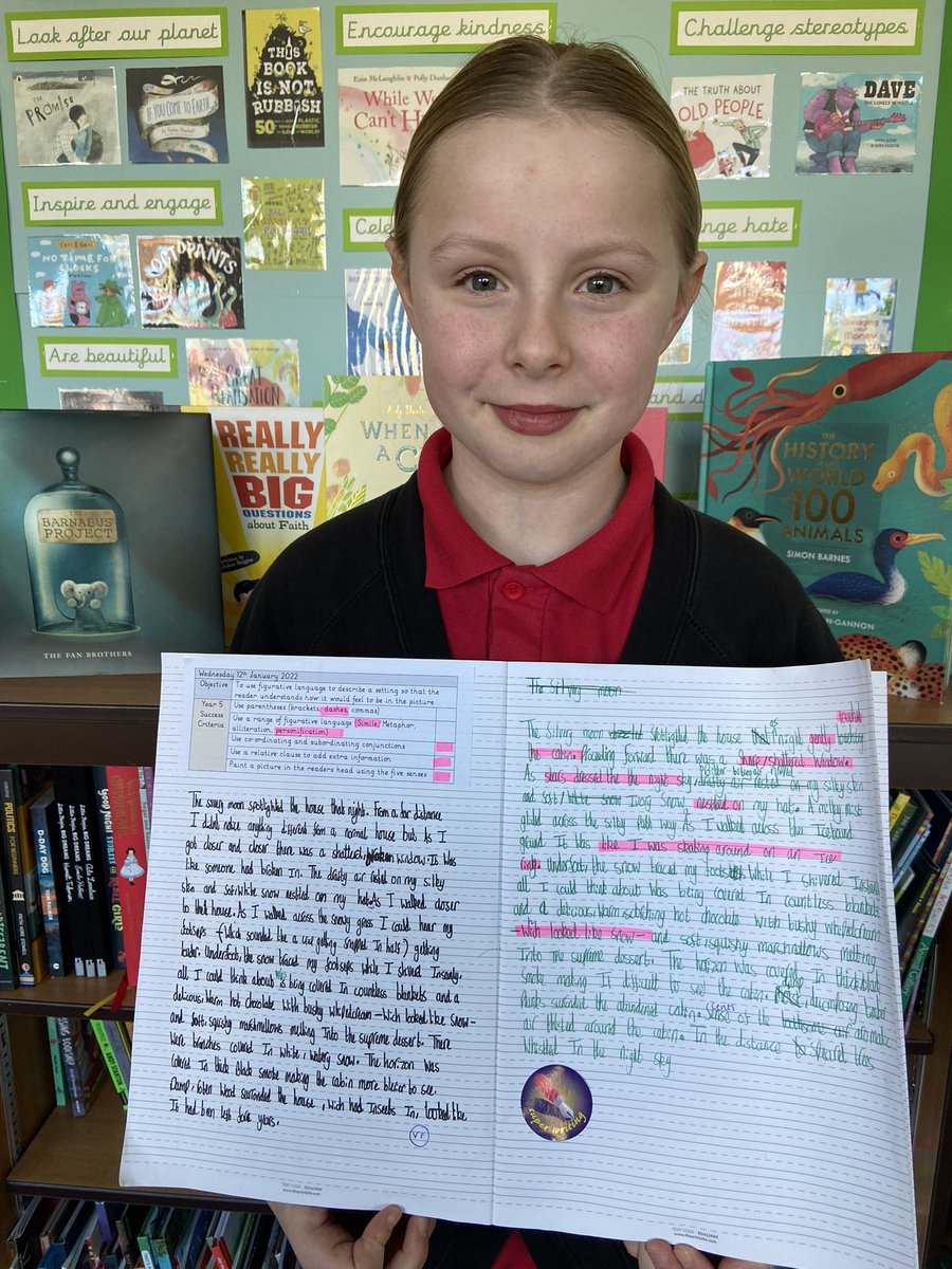 BrunswickS13's tweet photo. Some excellent setting descriptions with green pen improvements from Chloe &amp; Jessica… They made me feel 🥶#excellentwriting #welldone https://t.co/swnR6OVmuH