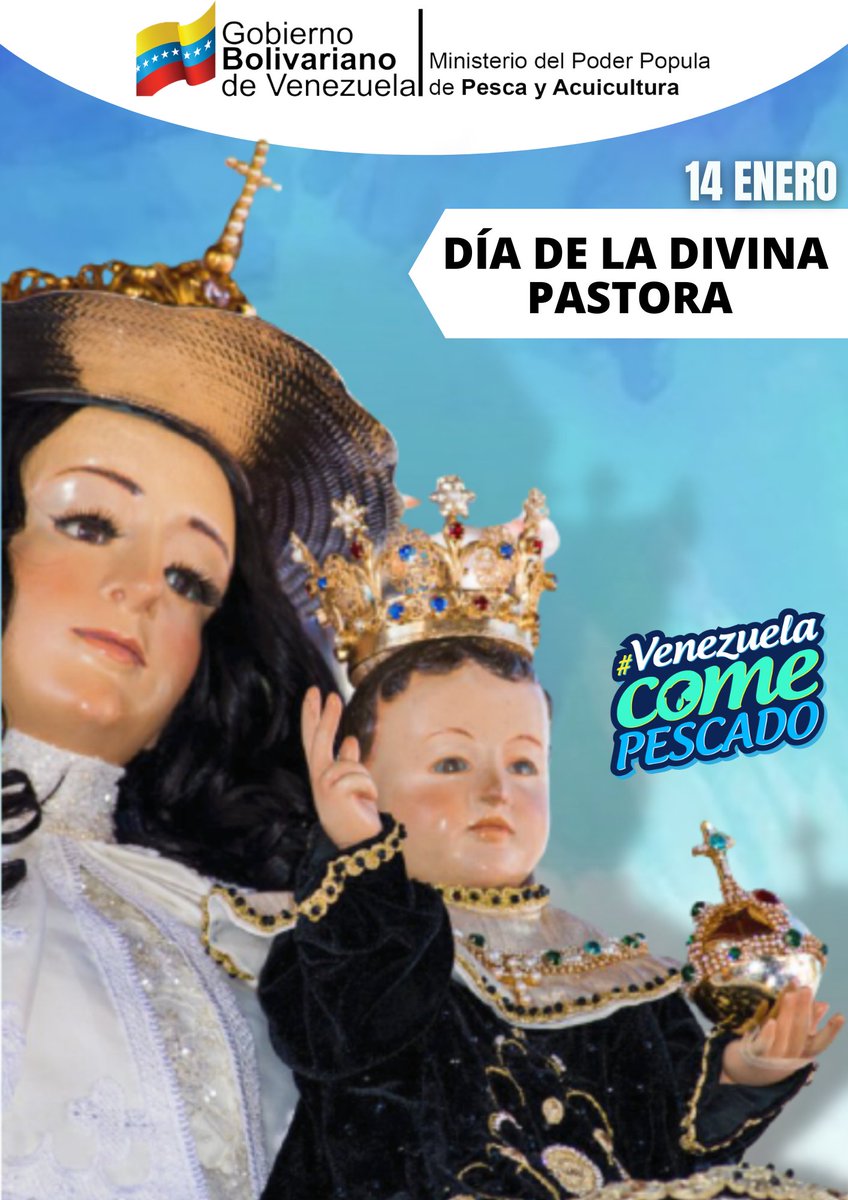 Hoy abrazamos y acompañamos a todos los feligreses en la veneración de la gran Virgen de la Divina Pastora, la patrona de Barquisimeto. Bendícenos y protégenos como siempre. ¡Viva la Divina Pastora! 
#VenezuelaComePescado
#QuítaleLaCoronaAlVirus