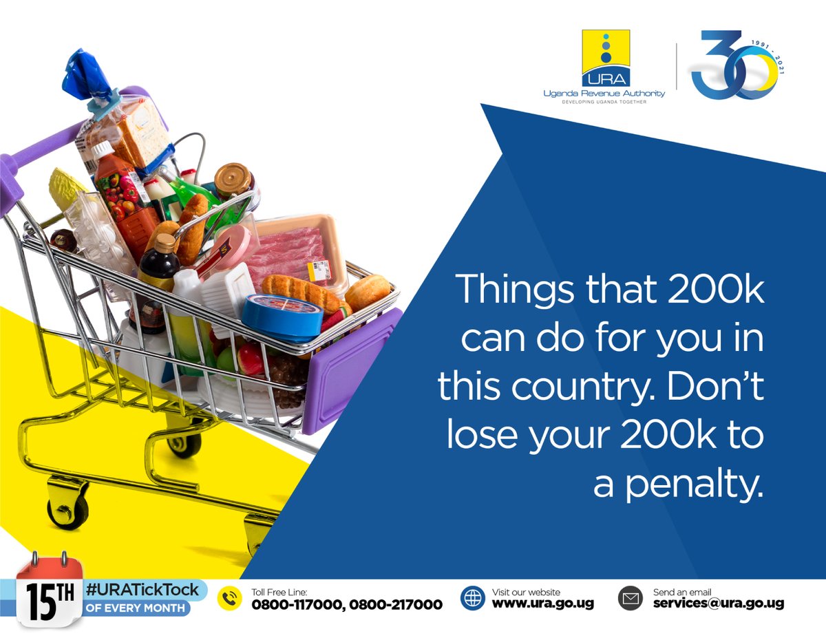 URAuganda's tweet photo. The VAT, LED, WHT and PAYE returns filing deadline and tax payment deadline for the month of December, 2021 is tomorrow 15th January, 2022. 

Please take that step and beat the deadline to keep the penalty at bay. 

#URATickTock https://t.co/6fZDCtcb6B