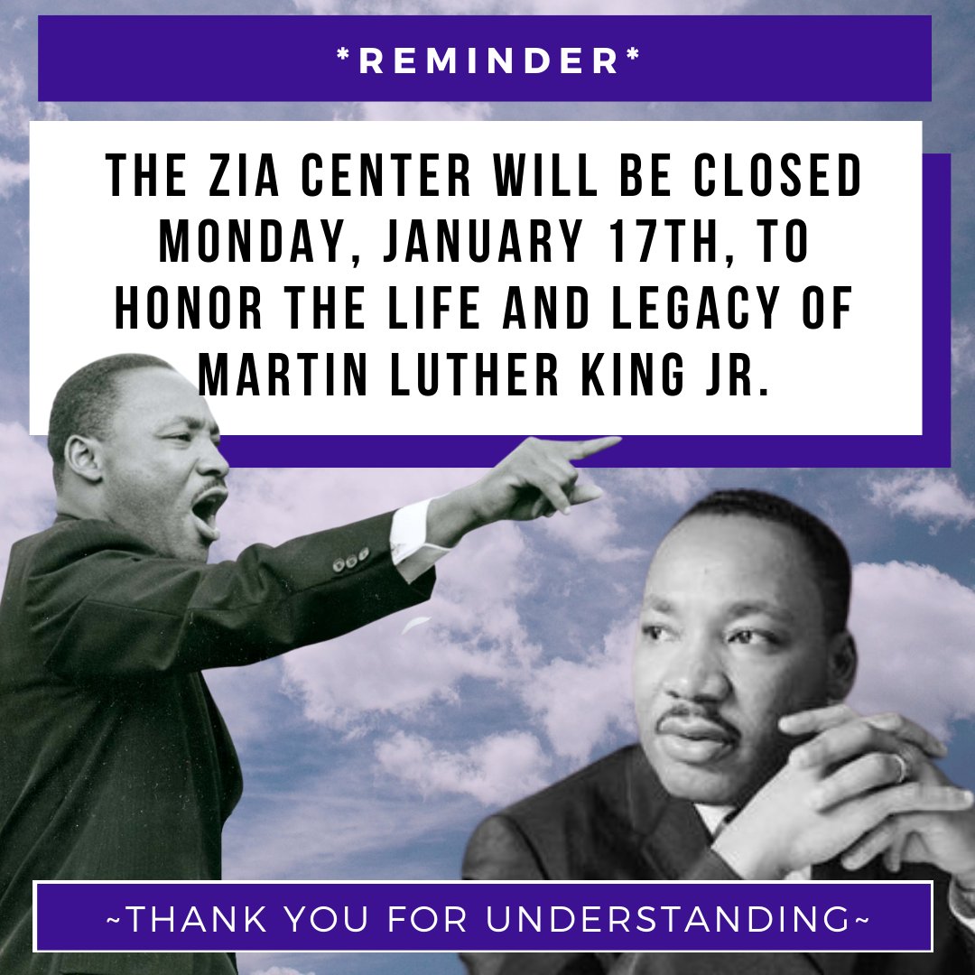 ZiaADVNetwork's tweet photo. Reminder, we will be closed on Monday, January 17th, for Martin Luther King Jr. Day. We will return on Tuesday, thank you for understanding! https://t.co/e9diGQZ362