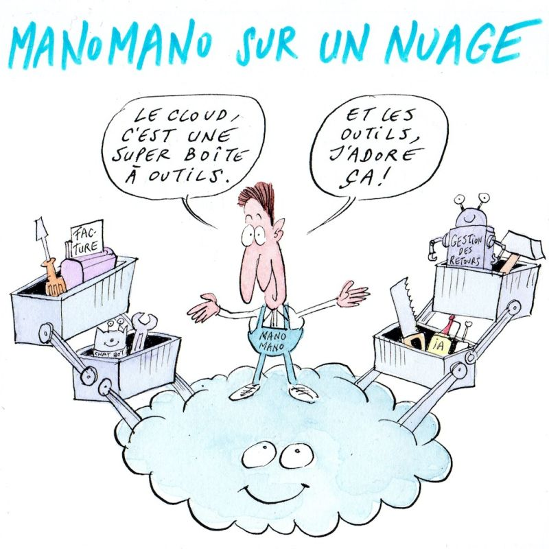 ManoMano_Tech's tweet photo. And we're glad to close this week with a fun illustration from @FrancoisCointe sharing why we're so committed to #Cloud with @awscloud cc @ajacoutot @shadinger https://t.co/iUUIkALAgZ