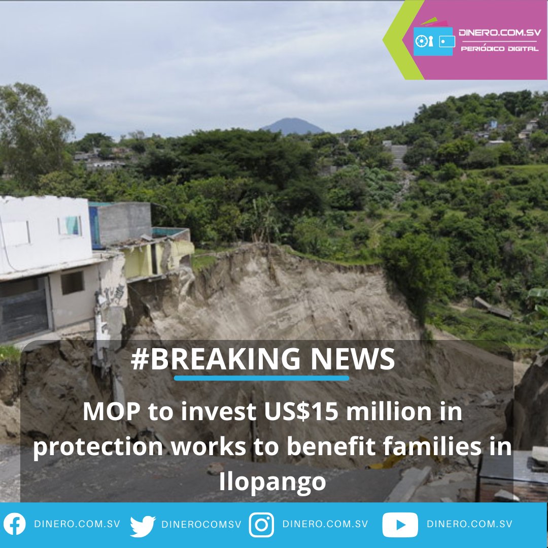 dinerocomsv's tweet photo. #BreakingNews @ObrasPublicasSV to invest US$15 million in protection works to benefit families in Ilopango
Read more:
https://t.co/V6XxGOwIiP
#MOP #protectionworks #Ilopango #investment https://t.co/APGFo18bUb