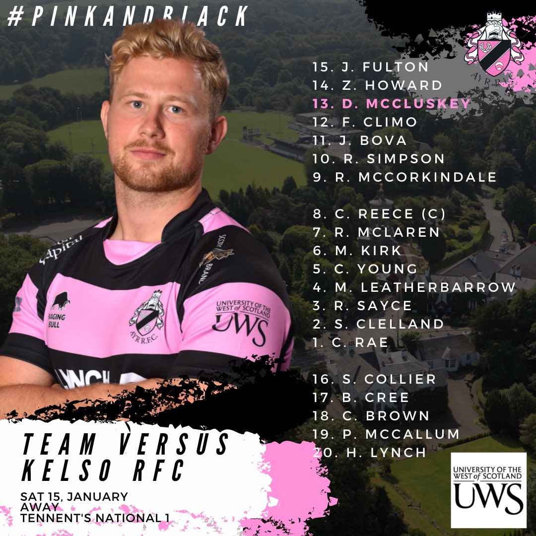 OfficialAyrRFC's tweet photo. TEAM NEWS🗞 | Here’s how your Ayr sides in action tomorrow line up! 

A reminder that due to Covid-19 restrictions the clubhouse will be shut during tomorrow’s Ayr/Millbrae fixture.

#pinkandblack | #millbraemade https://t.co/m0s9rMJ2xe