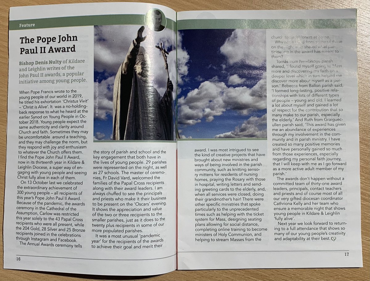 BishopDNulty's tweet photo. Great to see the work of our @KANDLEi @JP2Award coordinated by @CathrionaKelly featuring in next months @MgrPublications Sacred Heart Messenger @CatholicNewsIRL https://t.co/7BXiRW42Ss