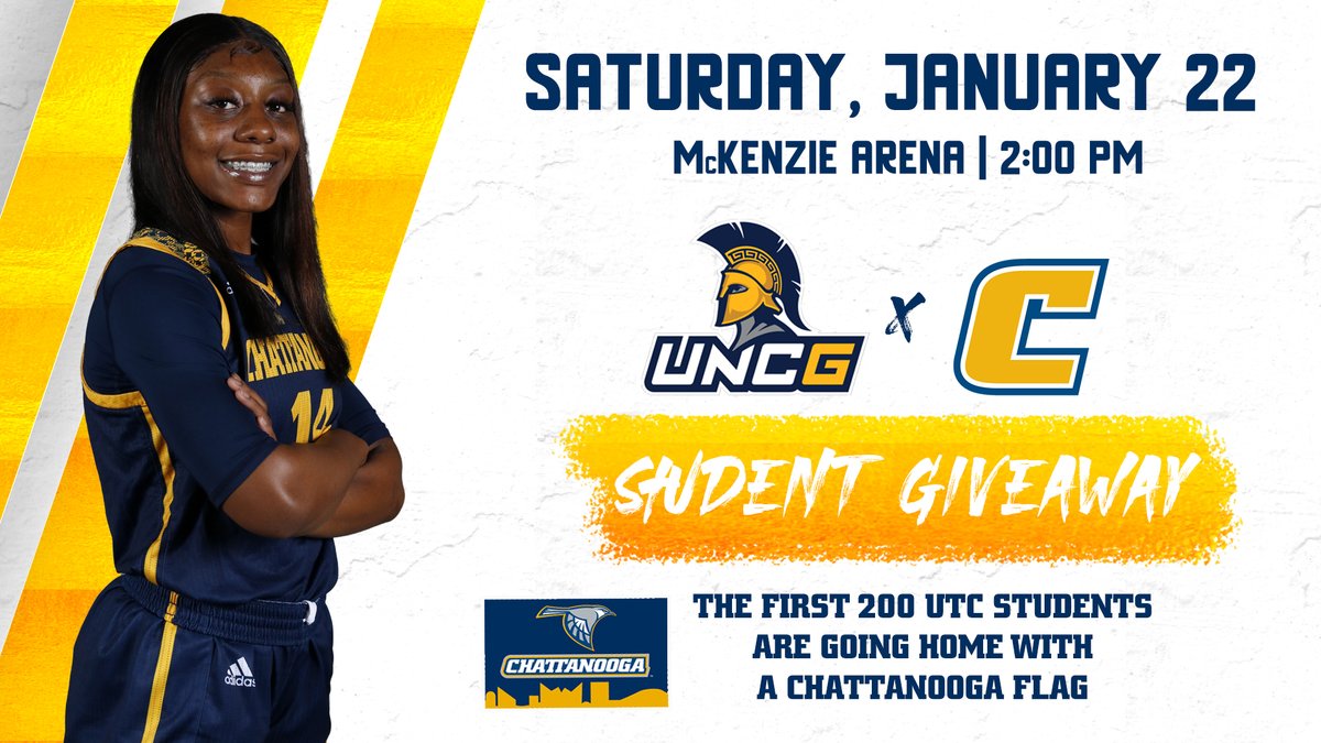 Your <a href="/GoMocsWBK/">Chattanooga WBB</a> team is home 2⃣ times next week! 🥳

Help us Pack the Roundhouse Thursday at 7 pm and Saturday at 2:00 pm! 

The first 2⃣0⃣0⃣ UTC students to the game next Saturday are going home with a Chattanooga Flag! 

🎟️bit.ly/3fnTL6b