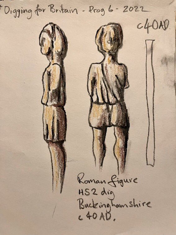 richardhosgood's tweet photo. 3/3 and #DiggingForBritain episode 6 went back to the north - as did our artists on #d4bdrawing with Roman wooden figures, Bronze Age wooden coffins. A clay pipe from Rochdale and Pictish bone pin and comb really emphasising the diversity of offerings this series #archaeology https://t.co/dNPR1arVvp