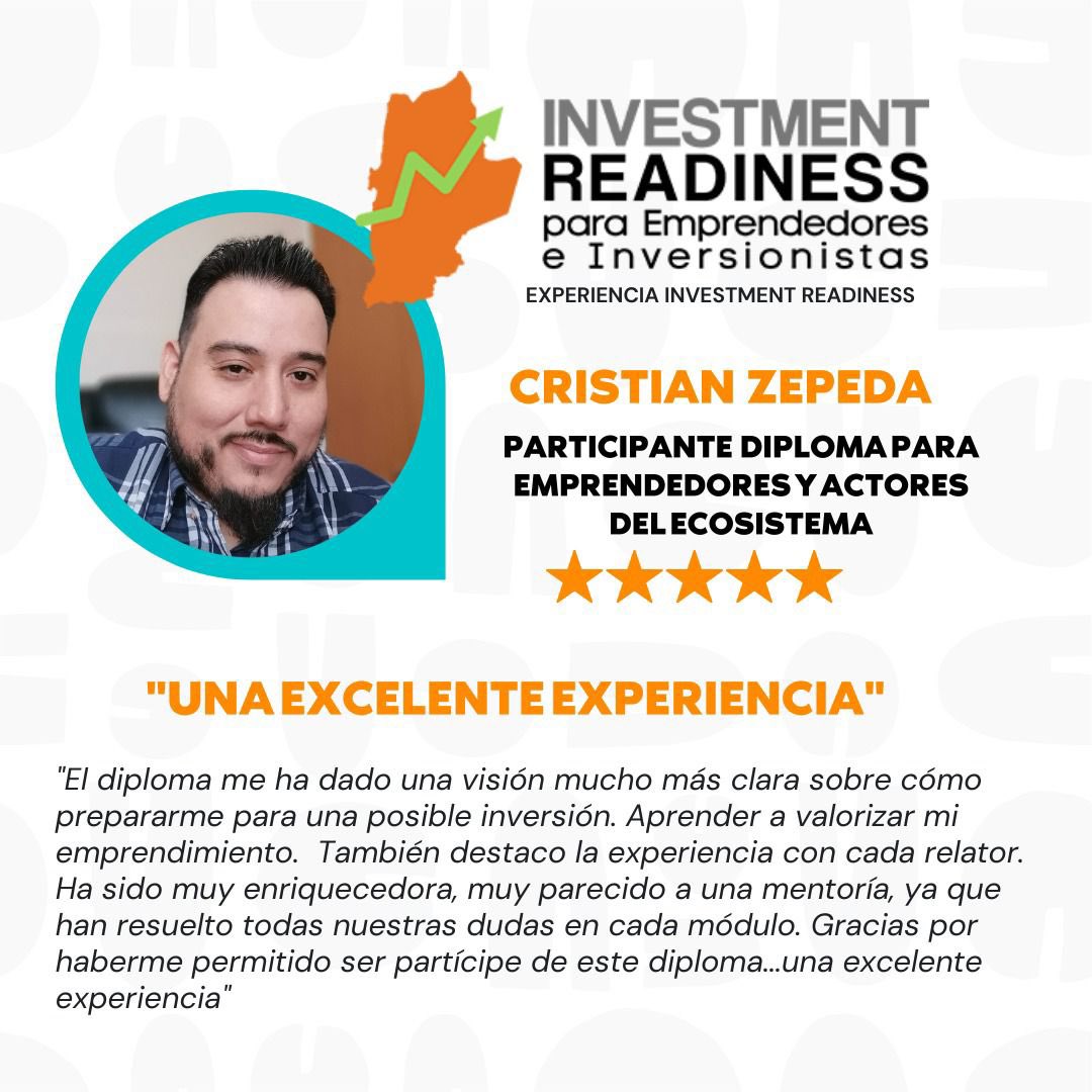 #ExperienciaInvestmentReadiness 

👨🏻‍💻Cristian Zepeda, participante del Diploma para Emprendedores y Actores del Ecosistema, nos cuenta su experiencia como partícipe del diploma y como aporta a su start-up "Petdido" 

¡Muchas gracias Cristian!👏🏻