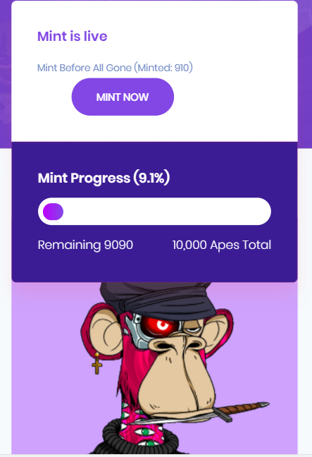 Crypto_Mehran's tweet photo. @Polygonapes Bored Ape Yacht Club Now On Polygon Blockchain
Almost 10% is done 
#Mint before all gone 
Mint Now 👉 https://t.co/GrbpD9oXD5

#BAYC #PAPE #NFT #Polygon #PolygonNFT https://t.co/bhYYK6o9tD
