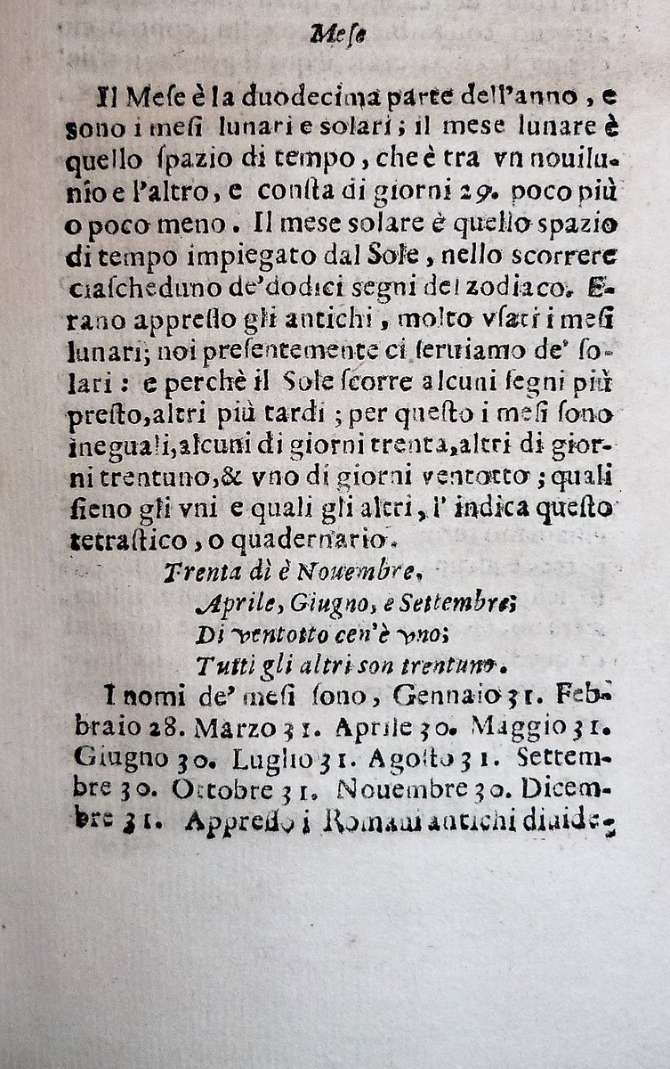 LibreriaBourlot's tweet photo. I mesi 🪁
Trenta dì è novembre
con aprile, giugno e settembre,
di ventotto ce n'è uno,
tutti gli altri son trentuno🗓️
filastrocca in versi ottonari, inserita nel Vocabolario toscano di Baldinucci.
#filastrocca #imesi #vocabolariotoscano @AccademiaCrusca https://t.co/ANF7dGaI3t https://t.co/fSRA5F7iuF