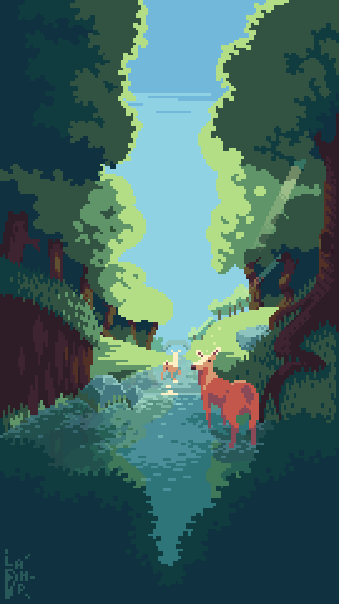 lampadarte's tweet photo. 🌳🦌🌳

#pixelart #ドット絵 #aseprite https://t.co/UnH1DqJeRo