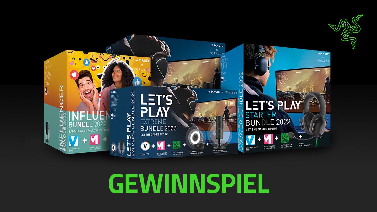 R Λ Z Ξ R 🇩🇪 (@razergermany) on Twitter photo 2022 wird dein Jahr & du bist bereit mit deiner Streaming Karriere durchzustarten?
Zusammen mit <a href="/magix_DE/">MAGIX Deutschland</a> verlosen wir vier Bundles aus der "Let's Play" Reihe.
So machst du mit:
✅ <a href="/RazerGermany/">R Λ Z Ξ R 🇩🇪</a> folgen
🔁 Retweeten
Viel Glück!
Das #Gewinnspiel endet am 23.01.2022.
#Razer 2022 wird dein Jahr & du bist bereit mit deiner Streaming Karriere durchzustarten?
Zusammen mit <a href="/magix_DE/">MAGIX Deutschland</a> verlosen wir vier Bundles aus der "Let's Play" Reihe.
So machst du mit:
✅ <a href="/RazerGermany/">R Λ Z Ξ R 🇩🇪</a> folgen
🔁 Retweeten
Viel Glück!
Das #Gewinnspiel endet am 23.01.2022.
#Razer