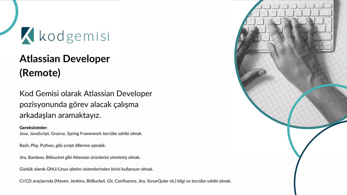 kodgemisi's tweet photo. Ekibimize katılacak Atlassian Developer arıyoruz. 🚀

Link 👉 https://t.co/bej5HLedwz

#kodgemisi #java #javascript #hiring #developer #atlassian https://t.co/9S85QsqjYX