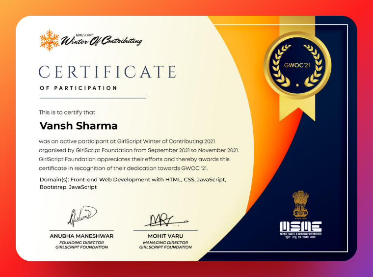 Vanshsh2701's tweet photo. Hello Everyone
I'm excited to announce that I've completed my GWoC'21 trip. This was my first time taking part in something like this.
Thanks to @girlscriptwoc for allowing me to participate in the Front-end Web Development category.

 FabPic Editor by @Shadabshs https://t.co/vROMLN6C9P