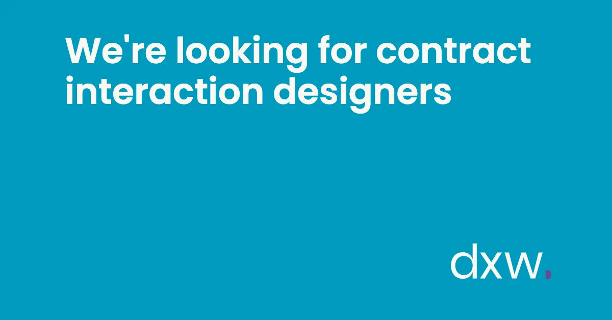 dxw's tweet photo. We're looking for contractor #InteractionDesigners to join us, starting soon.
If you fancy working with a multidisciplinary team to create user-focussed public services, as part of a leading employee-owned digital agency, drop a message to @gazaston.
#InteractionDesignJobs https://t.co/nLHuukJdLP