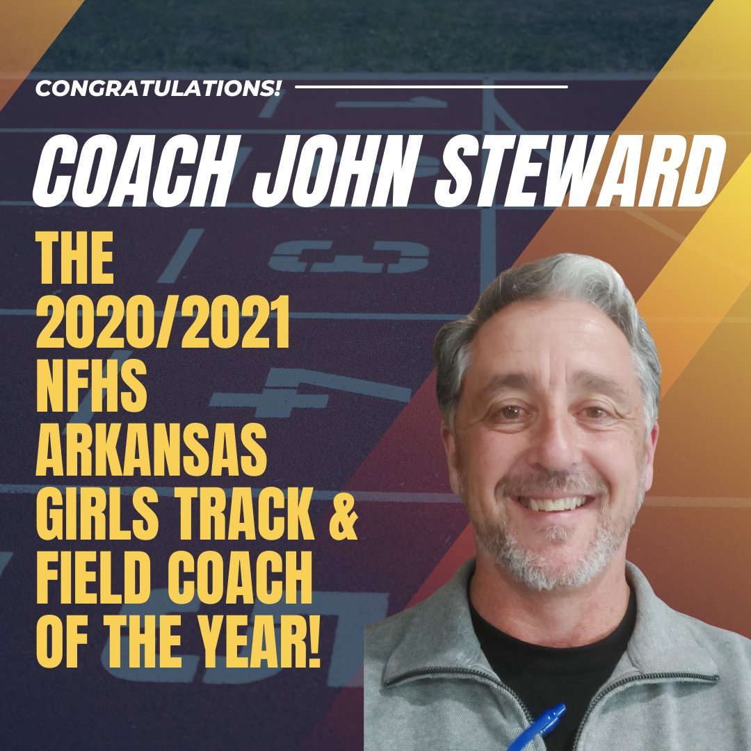 Coach Steward has been selected as the 2020/2021 NFHS Arkansas Girls Track &amp; Field Coach of the Year! He was nominated specifically by the Arkansas Activities Association as the most deserving recipient of this honor.  Congratulations, Coach! #vhsneverquit