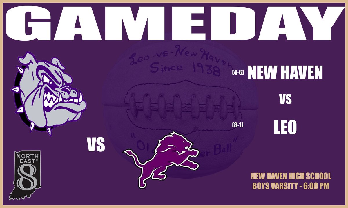 NHHS_MBB's tweet photo. GAMEDAY!
NEW HAVEN vs LEO
NE8 CONFERENCE GAME
A matchup dating back to 1938, the Bulldogs and the Lions battle for the “Old Leather Ball”
Varsity: 6:00 PM
#GoBulldogs https://t.co/17M3Hc1IwS