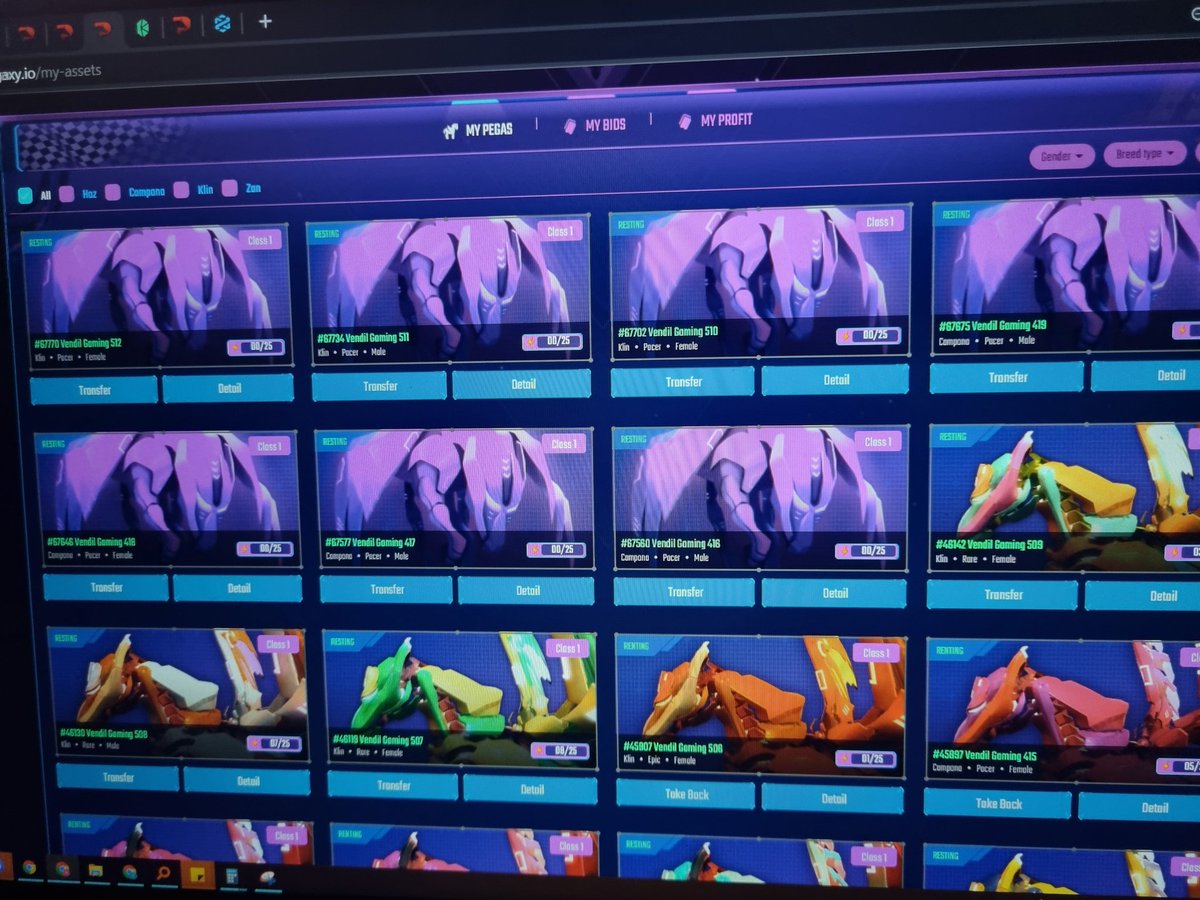 vendilgaming's tweet photo. Claiming time is breeding time! 🐎❤️🐎 Got more baby @PegaxyOfficial horses coming in the next few days. 😁 Gender distribution wasn't ideal last time. 😅 Now everybody's coupled up. 😍

#pegaxy #PEGAXYSCHOLARSHIP #NFTGIveaway #Scholarship #giveaway #NFTCommunity #nftcollectors https://t.co/n3LbHueMrI