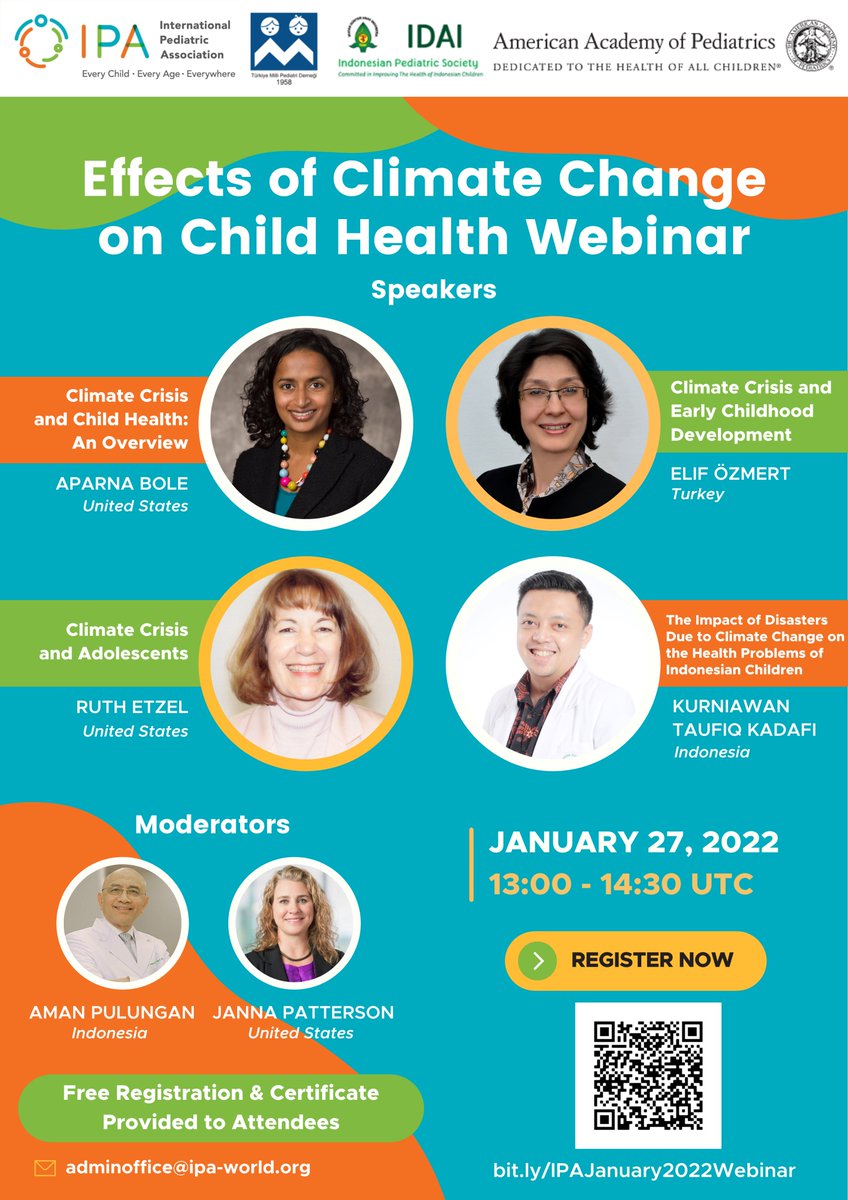 The International Pediatric Association, American Academy of Pediatrics, Turkish National Pediatric Society and the Indonesian Pediatric Society invites you to join the international webinar: “Effects of Climate Change in Children”.
