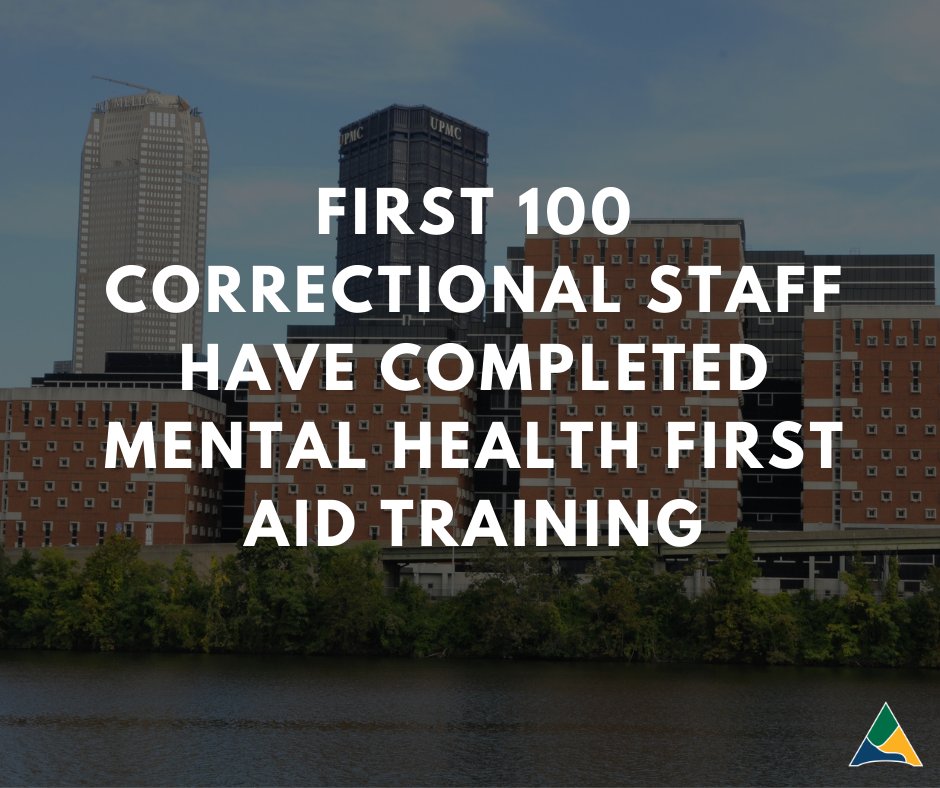 Over 100 staff members at the Allegheny County Jail have now completed Mental Health First Aid training being facilitated by @acdhs trainers. Training began in November and all employees are expected to have completed the offered training by the end of March.