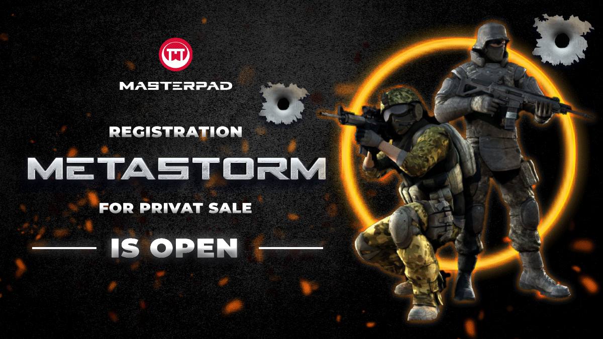 💥REGISTRATION FOR PARTICIPATION IN METASTORM IDO IS OPEN!

IDO Details: t.me/masterpad_ann/…

⚡To participate in IDO, you have to register on our website: masterpad.app/metastorm/