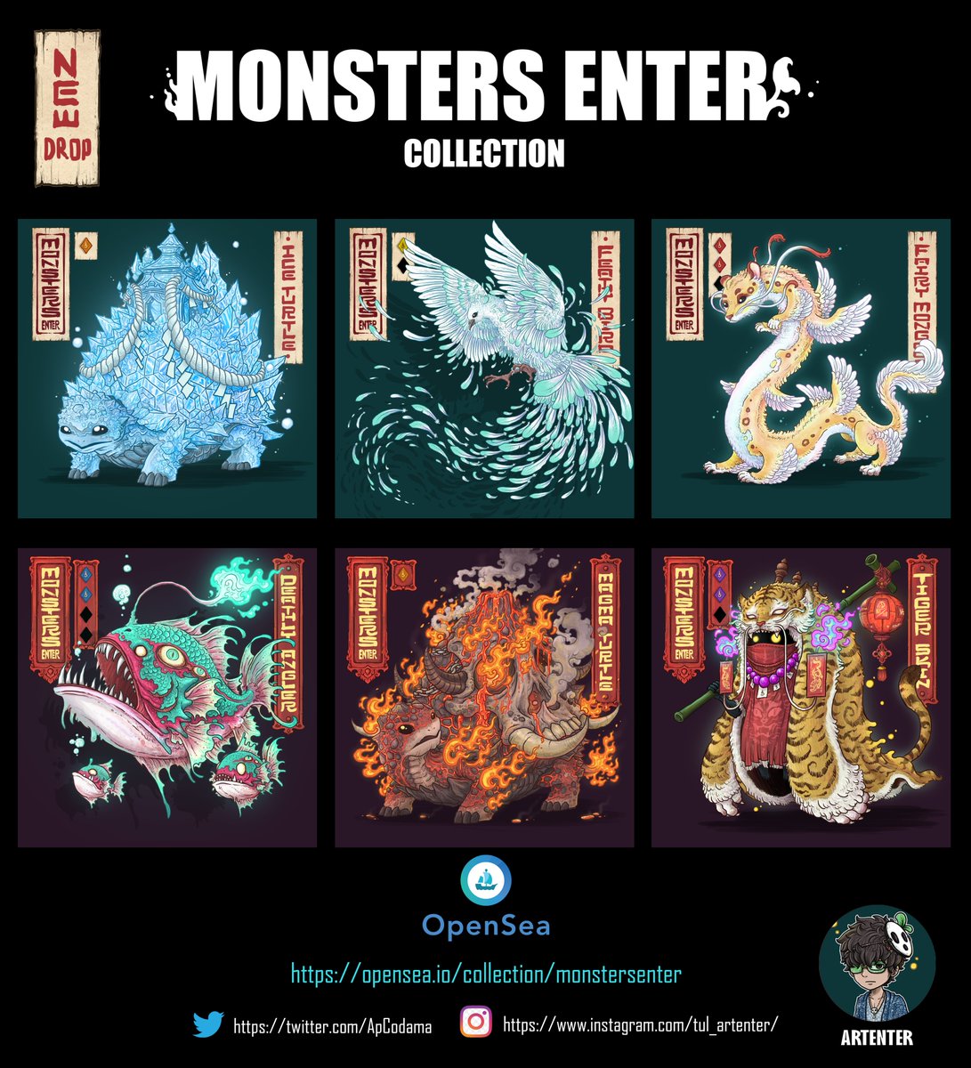 ⭐️New Drops⭐️#NFT on opensea
MONSTERS ENTER collection
6 piece
Common 3 Rare 3
See this Collection at👇
opensea.io/collection/mon…

Thank you very much🥰

#nftcollector #NFTTHAILAND #nftart #openseanfts #NFTdrops #NFTartist #NFTs #NFTdrop #NFTcollectibles