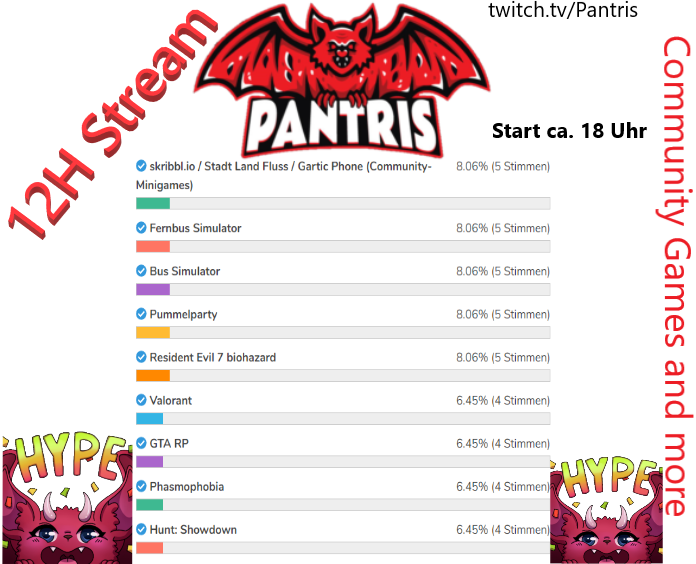 Pantris3's tweet photo. Diesen Samstag findet ein 12H Stream statt. Vielen Dank an meine Community!

#StreamerAustria #StreamerGermany #12HStream #Fun #Streamer #Games #Community #Party https://t.co/hP8IuLdf1K