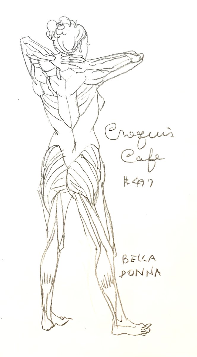 #croquiscafe
497 Bella Donna
大臀筋、中臀筋を確認する過程で自分の骨盤の捉え方がいかにいいかげんであるかわかった。とくに大転子と筋肉の関係を再確認。 